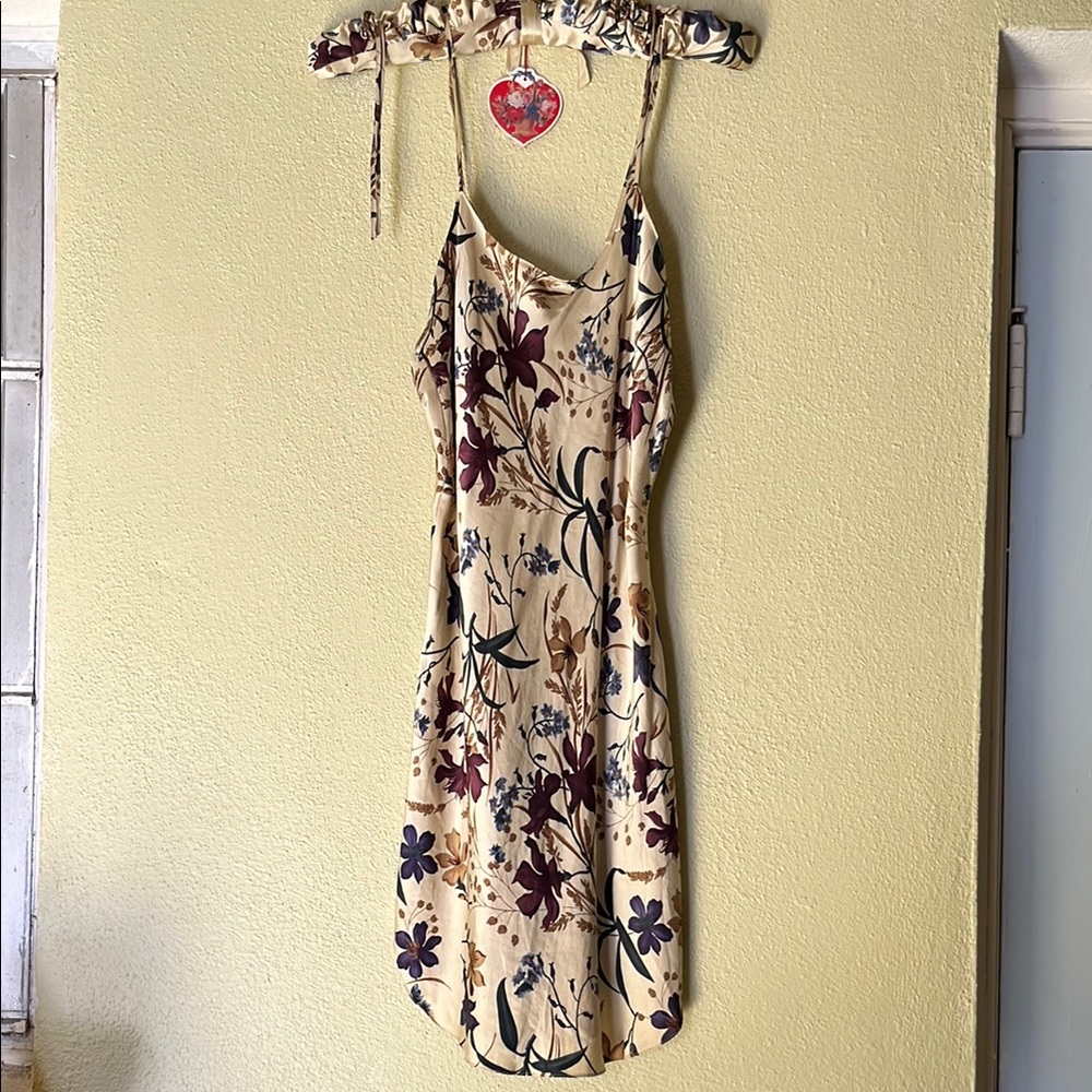 Valerie Stevens Floral Intimate Dress - Cream and Purple